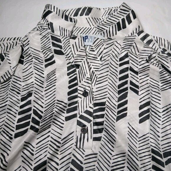 Top Notch Shirt Plus Size 24W Polyester Blouse White Black Geometric Vintage USA - Picture 15 of 15